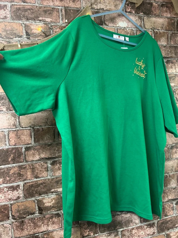 'Lucky and Blessed' Quacker Factory by Jeanne Bice Plus Size Top - Size 22