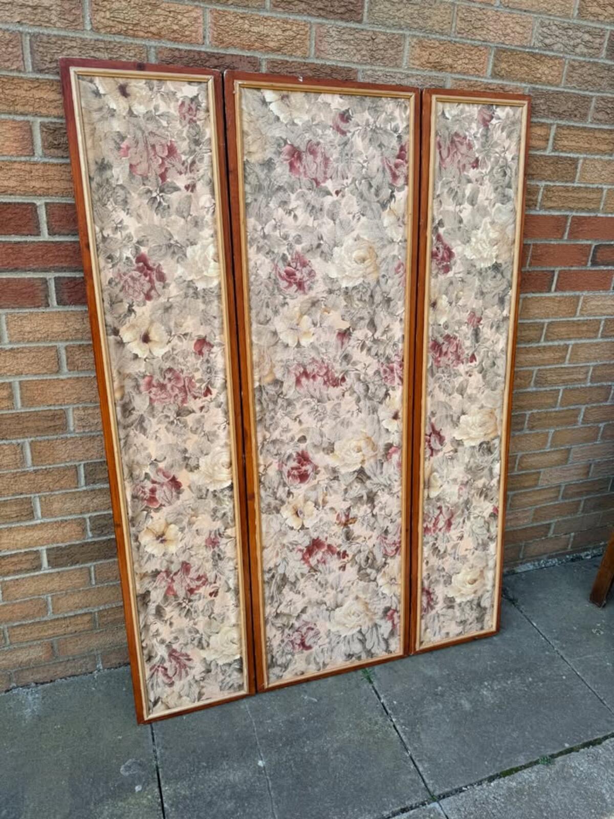 Wooden and Tapestry Bi-fold Screen