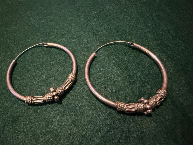 Sterling Silver Bead Hoop Earrings