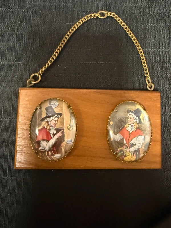 Wood Hanging with Two Pictures