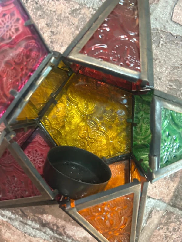 Moroccan Star Glass Tealight Holder