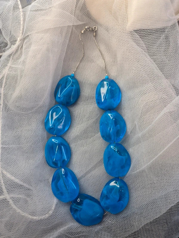 Blue resin necklace