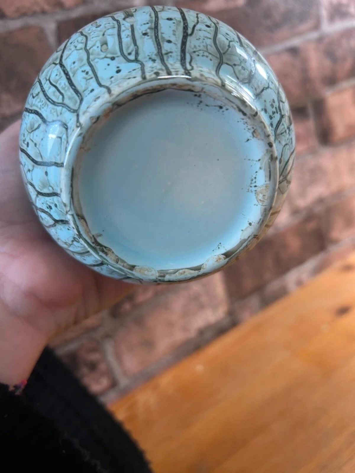 Vintage Delft Holland Brass+Ceramic Vase