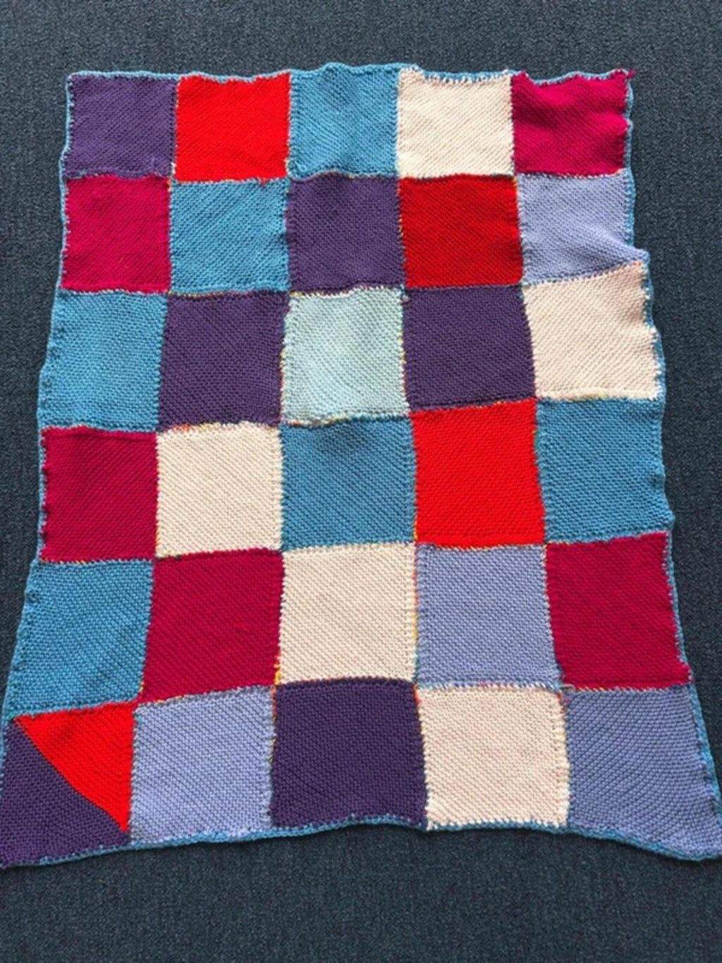 Hand Knitted Squares Blanket