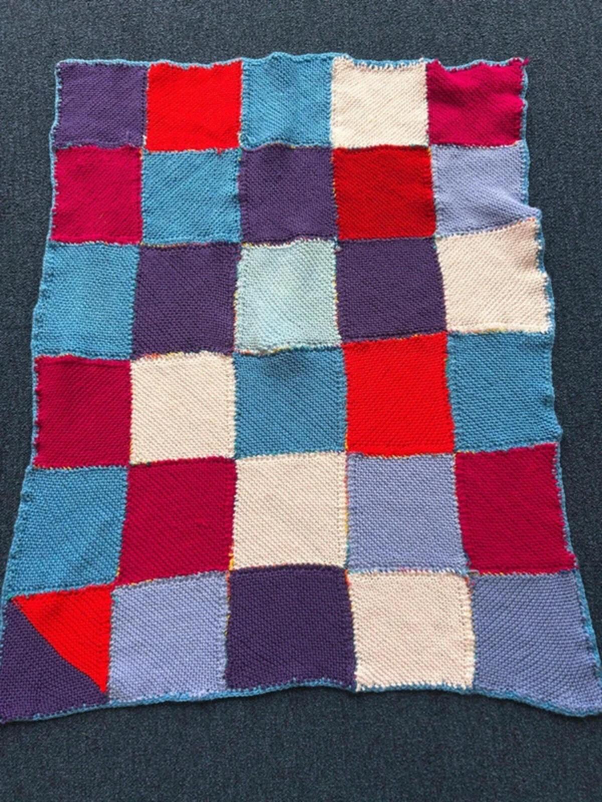 Hand Knitted Squares Blanket
