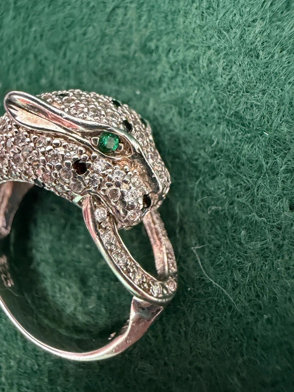 Sterling Silver Panther Hallmarked Ring - Size O