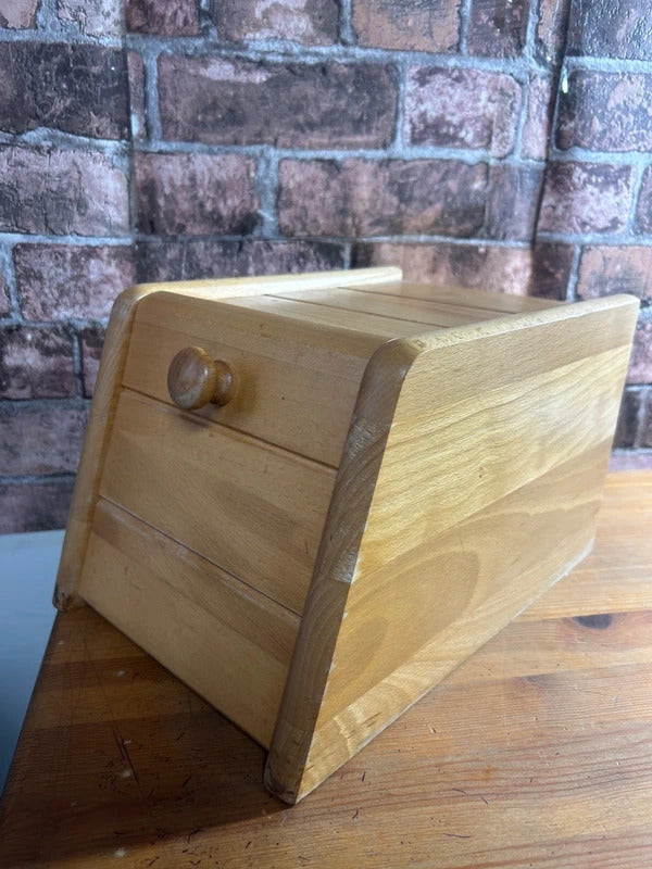 Beech Wood Bread Bin with Drop Front