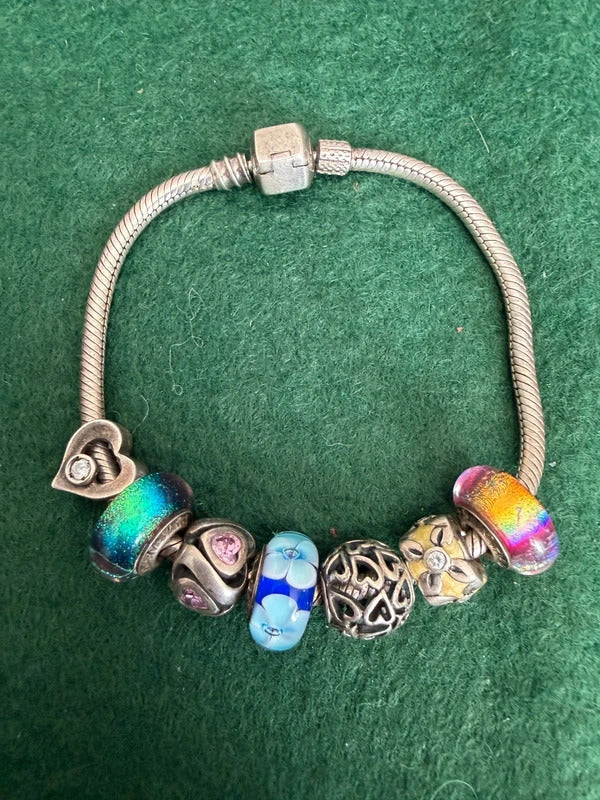 Chamilia Sterling Silver Charm Bracelet with 7 Charms