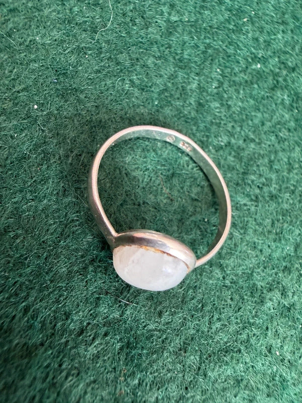 Sterling Silver and Moonstone Hallmarked Ring - Size N