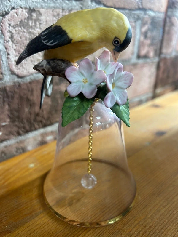 American Goldfinch Bird Porcelain Crystal Bell - Franklin Mint