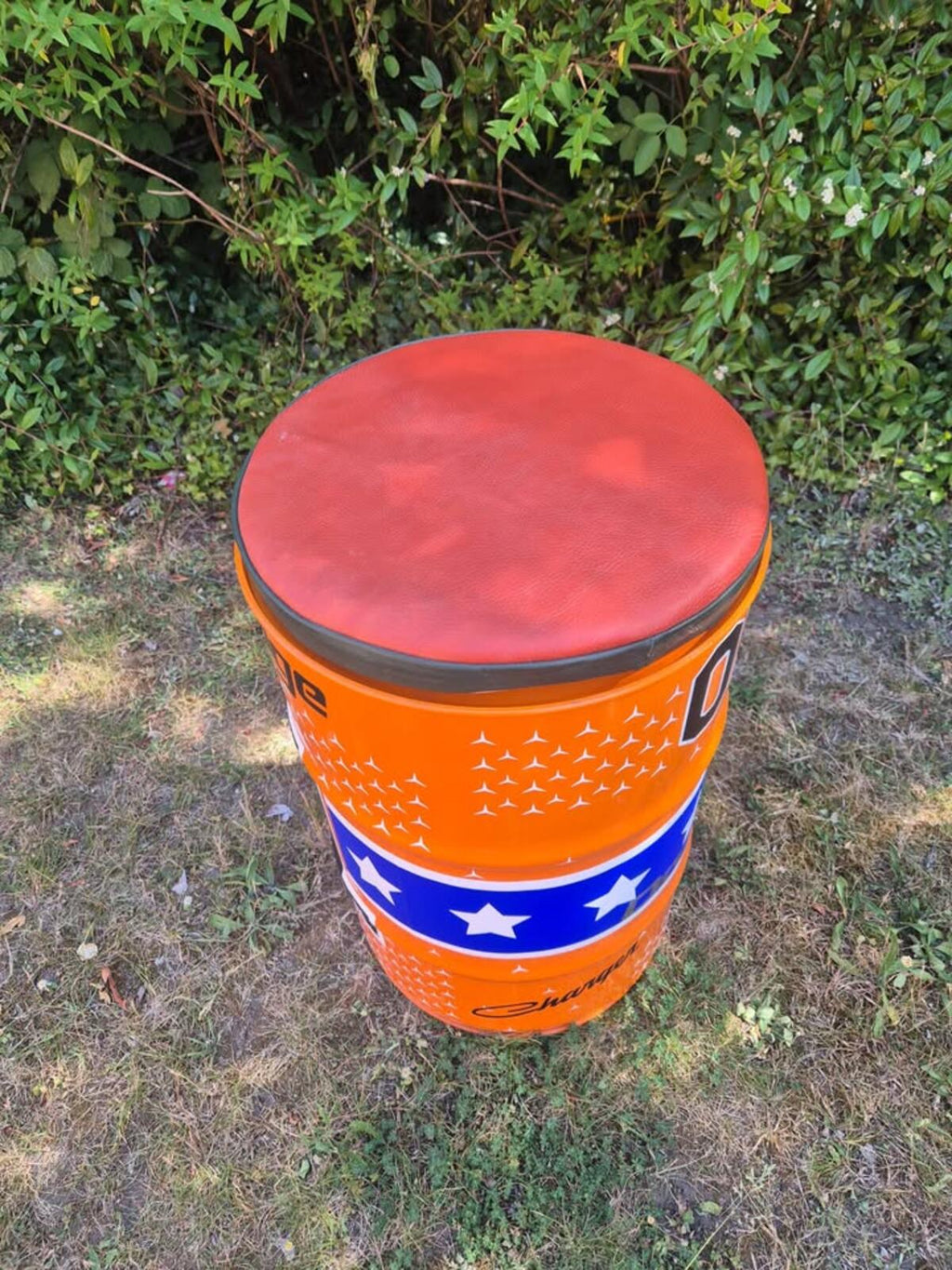 Quirky Dodge Charger Theme Oil Drum Stool