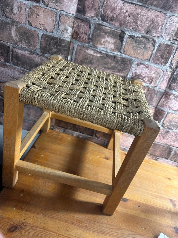 Vintage Handmade Woven Stool