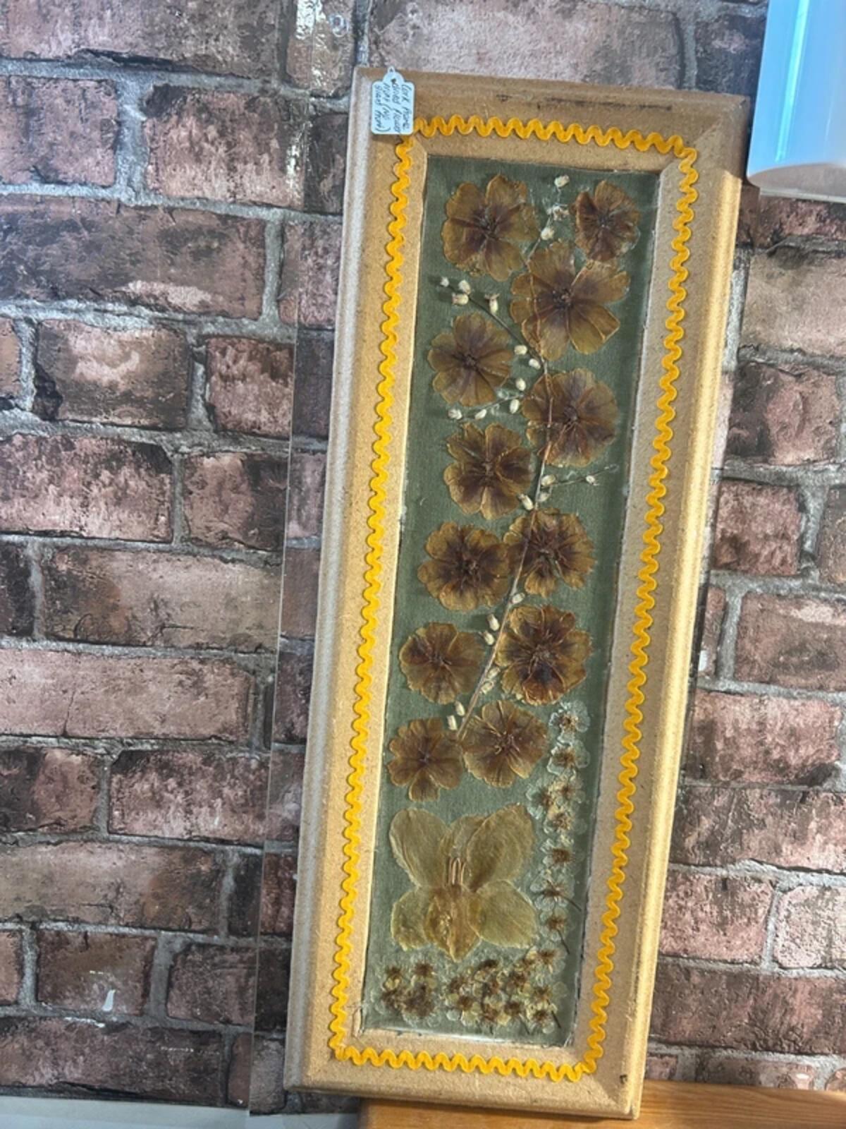 Vintage Cork Framed Dried Flowers