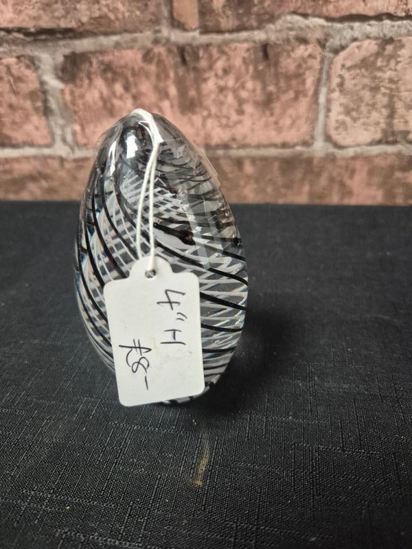 Striped egg shape paperweight