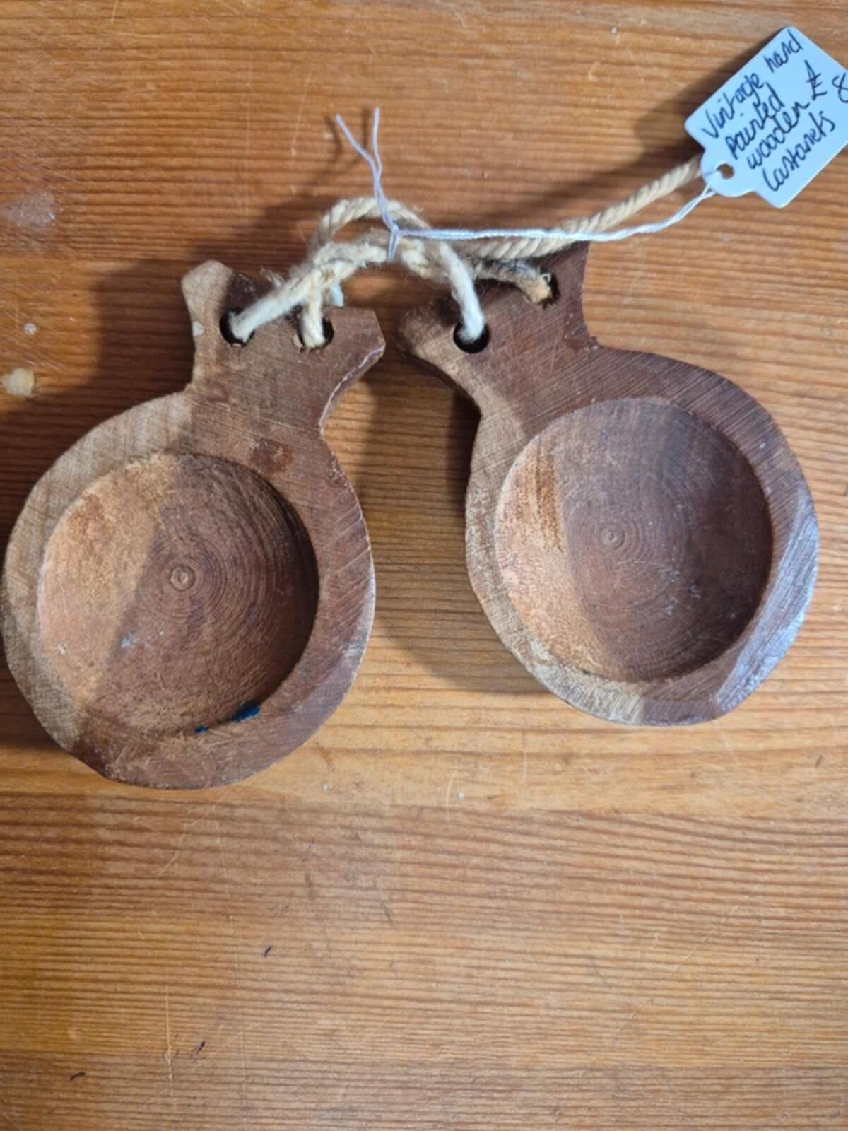 Vintage wooden hand painted castonets