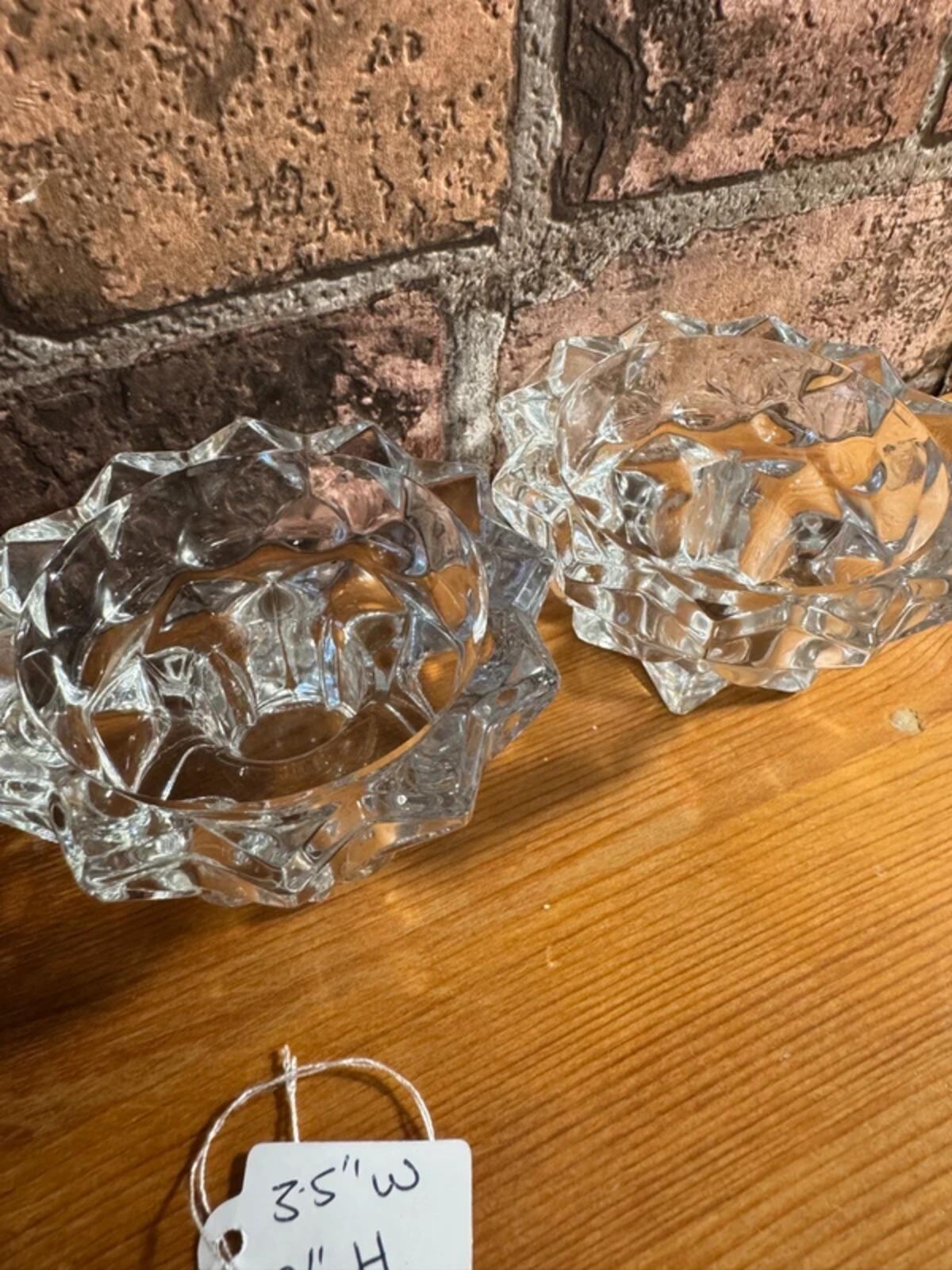 Pair of Art Deco Glass Candle Holders