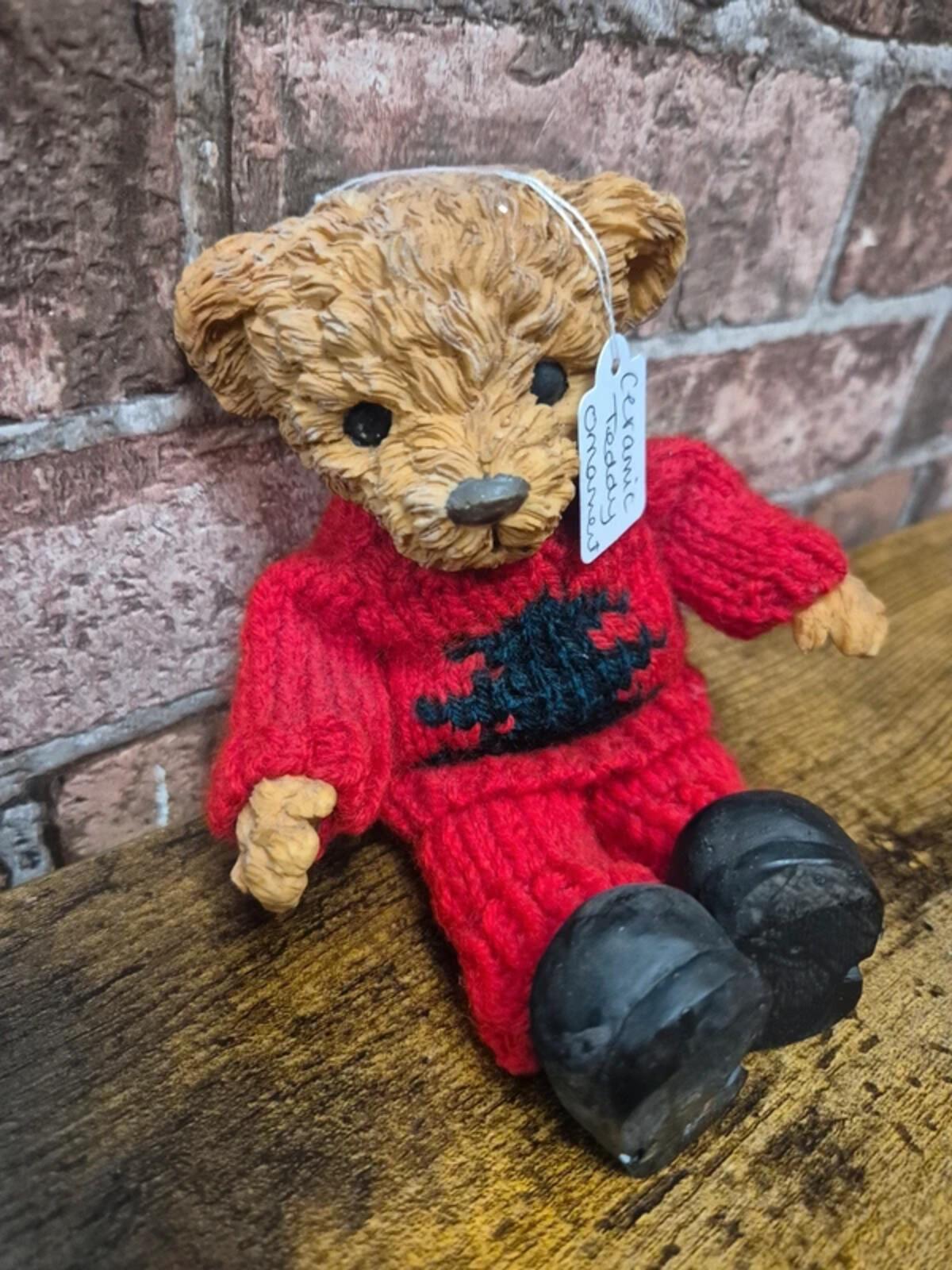Ceramic and filled teddy bear