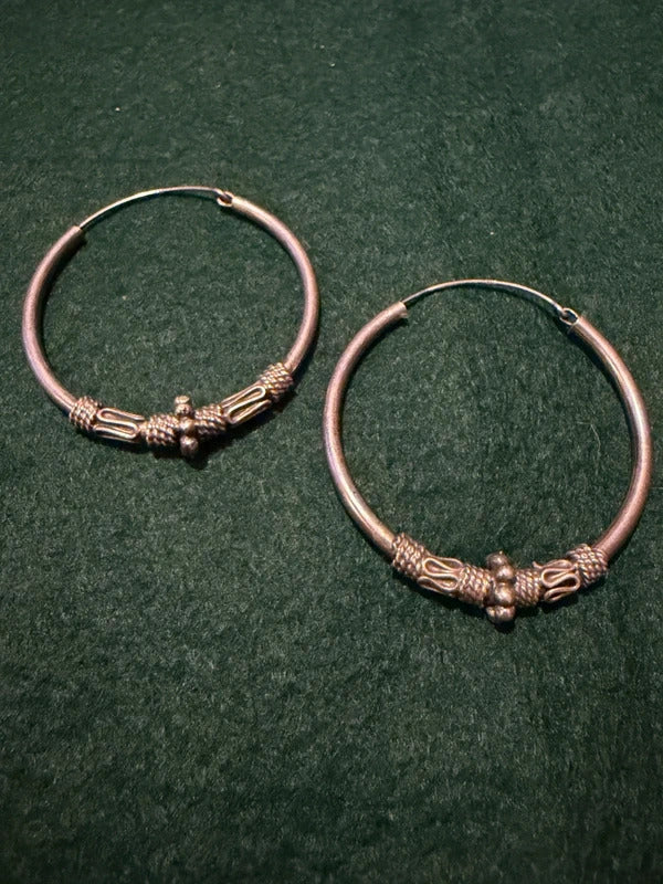 Sterling Silver Bead Hoop Earrings