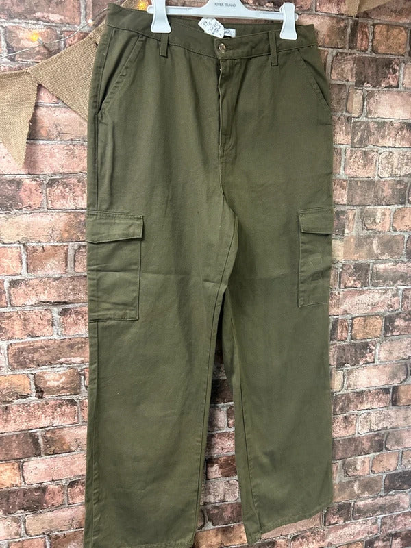 Primark Khaki Cargo Trousers - Size 16