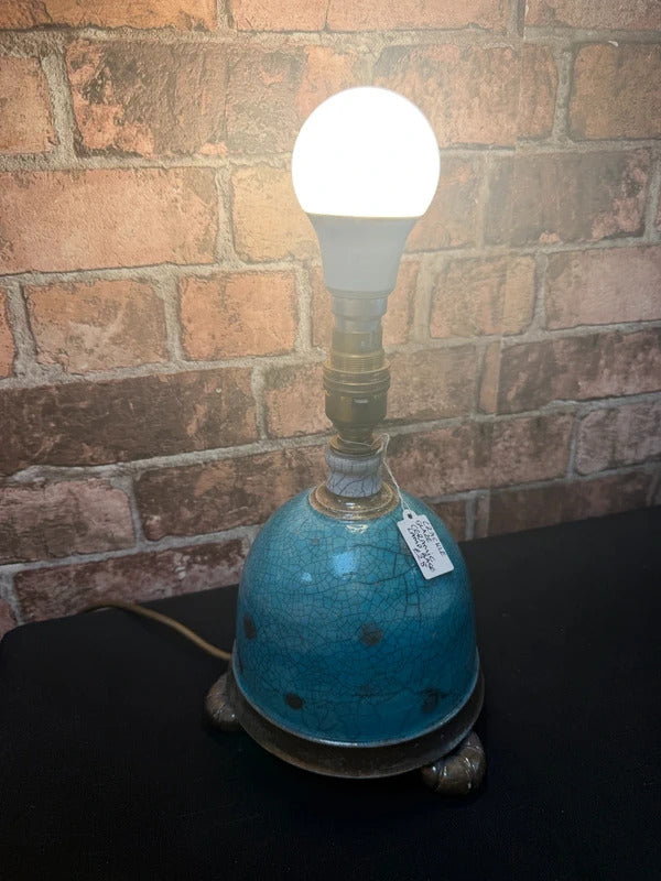 Crackle Glaze Teal Ceramic Lamp