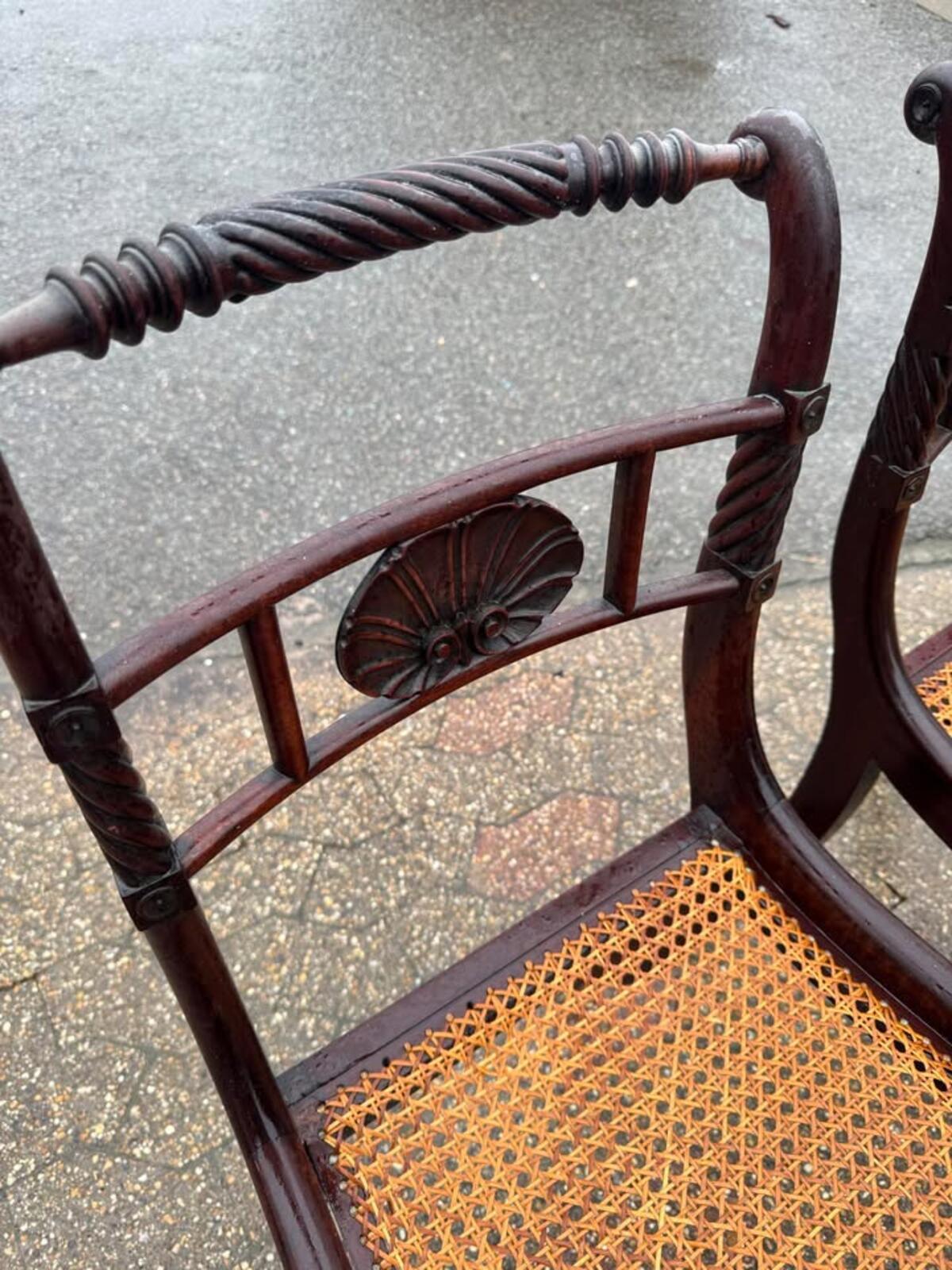 Pair of Antique Regency Chairs with Cane Seats