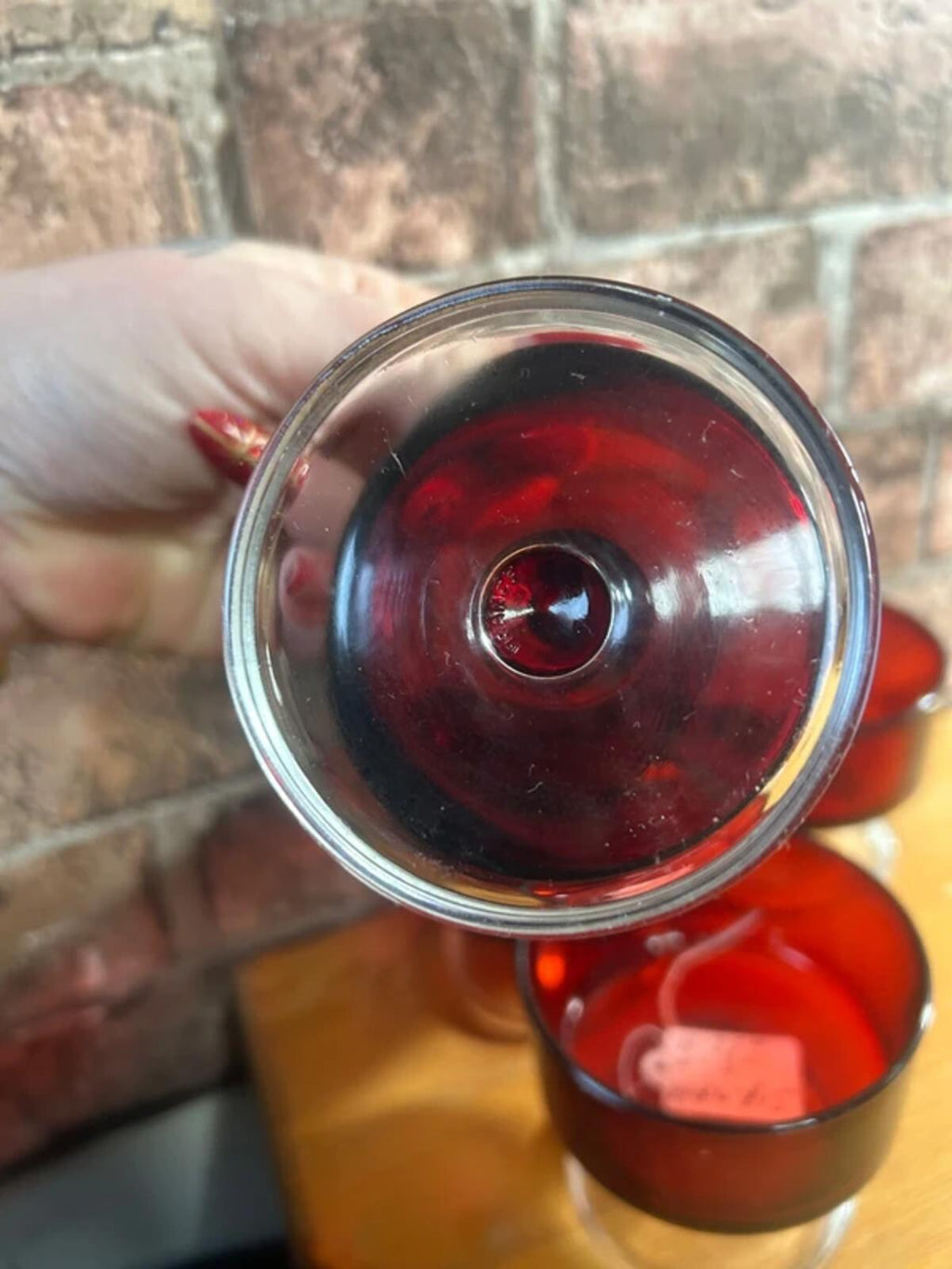 French Vintage Ruby Red Desert Glasses x 4