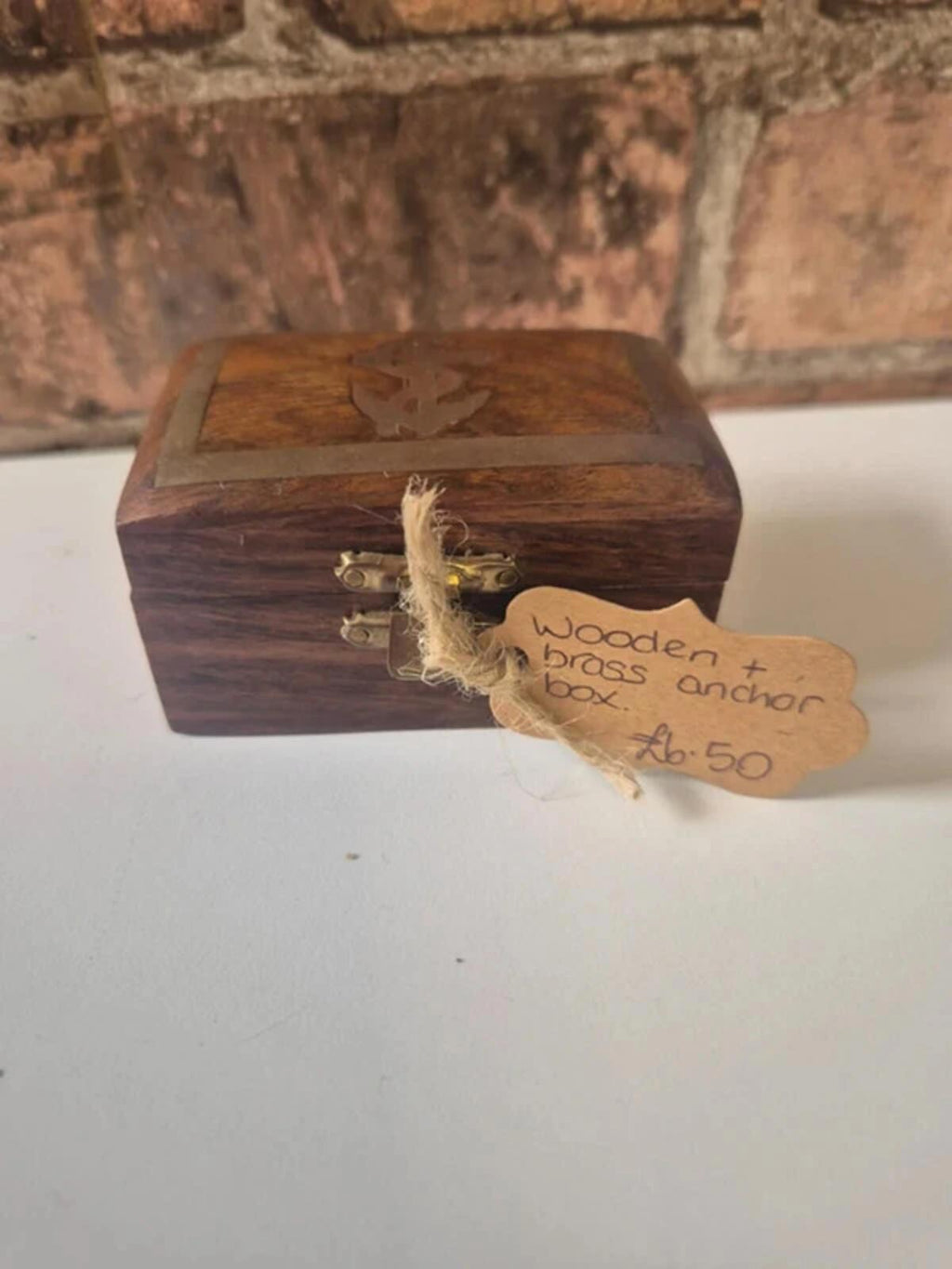 Vintage Wooden & Brass Anchor Box