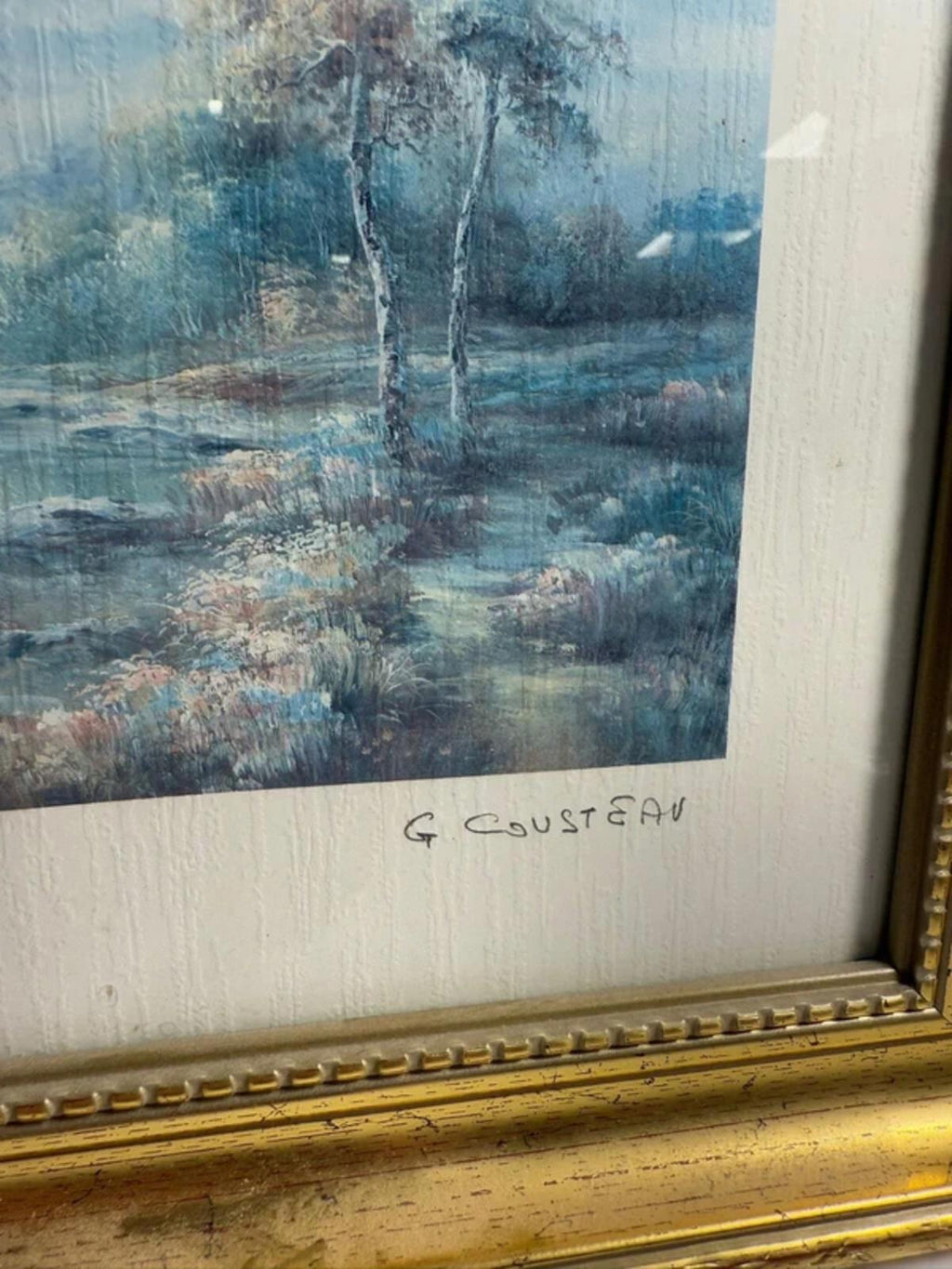 G Cousteaub Framed and Signed Lanscape Print