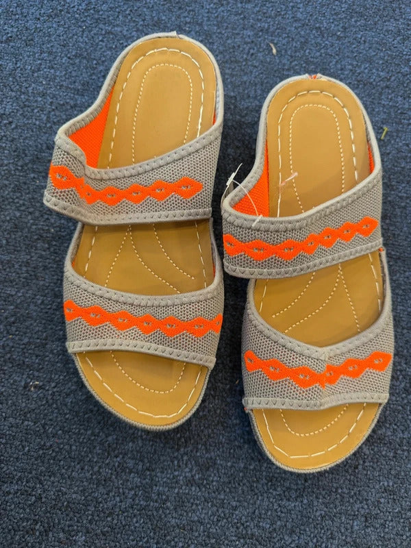 Grey and Orange Sandals - Size 4 UK