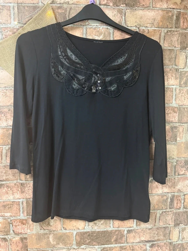 Black Sequin Top - Size 14
