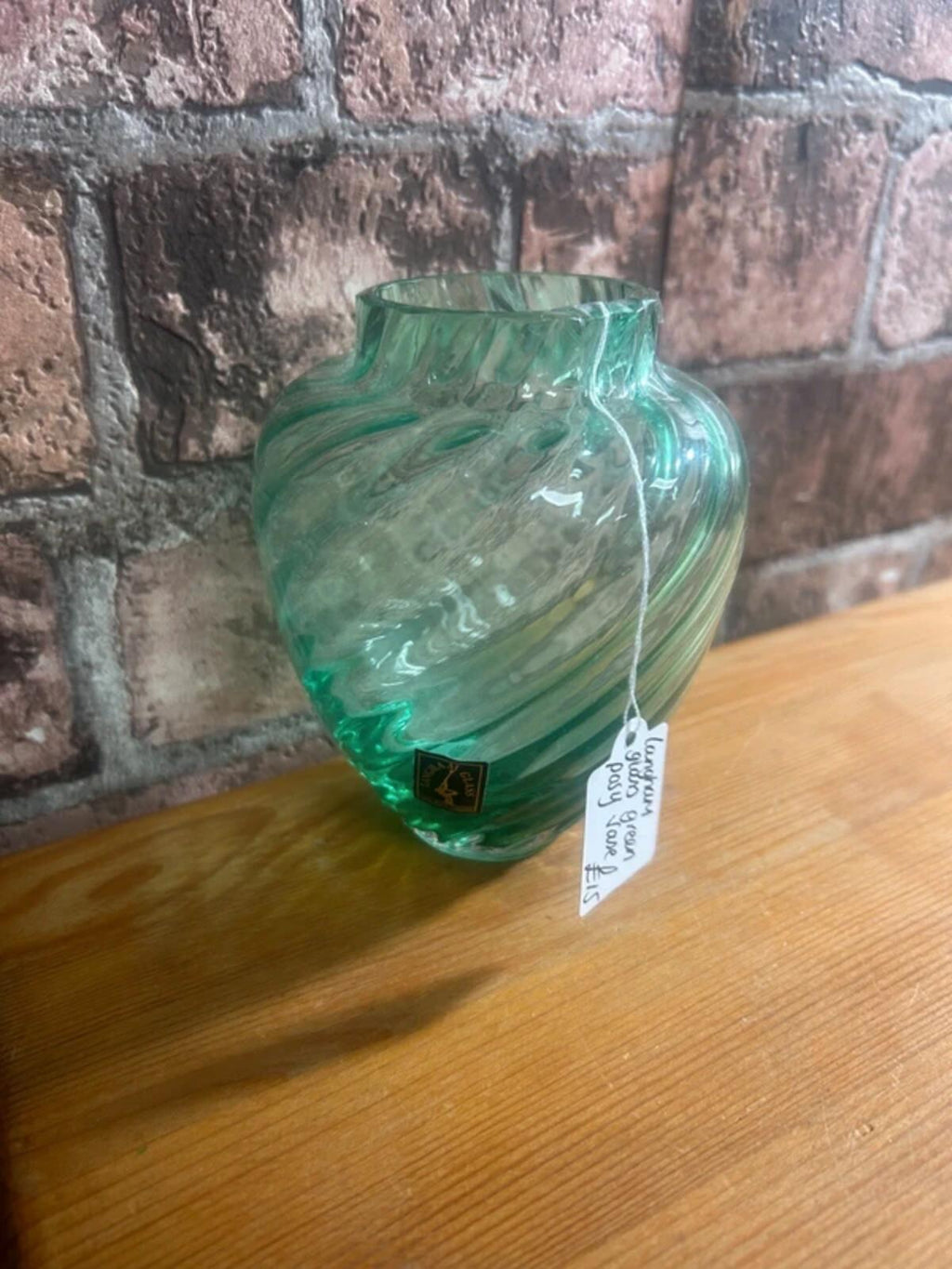 Vintage Langham Glass Green Posy Vase