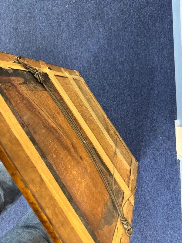 Vintage George Baxter 'Hollyhocks' Walnut Framed Print