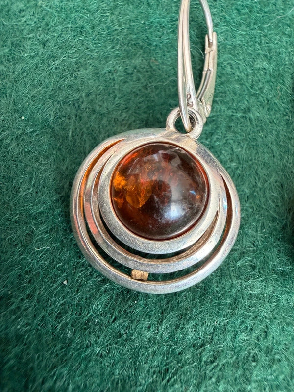 Sterling Silver and Amber Earrings