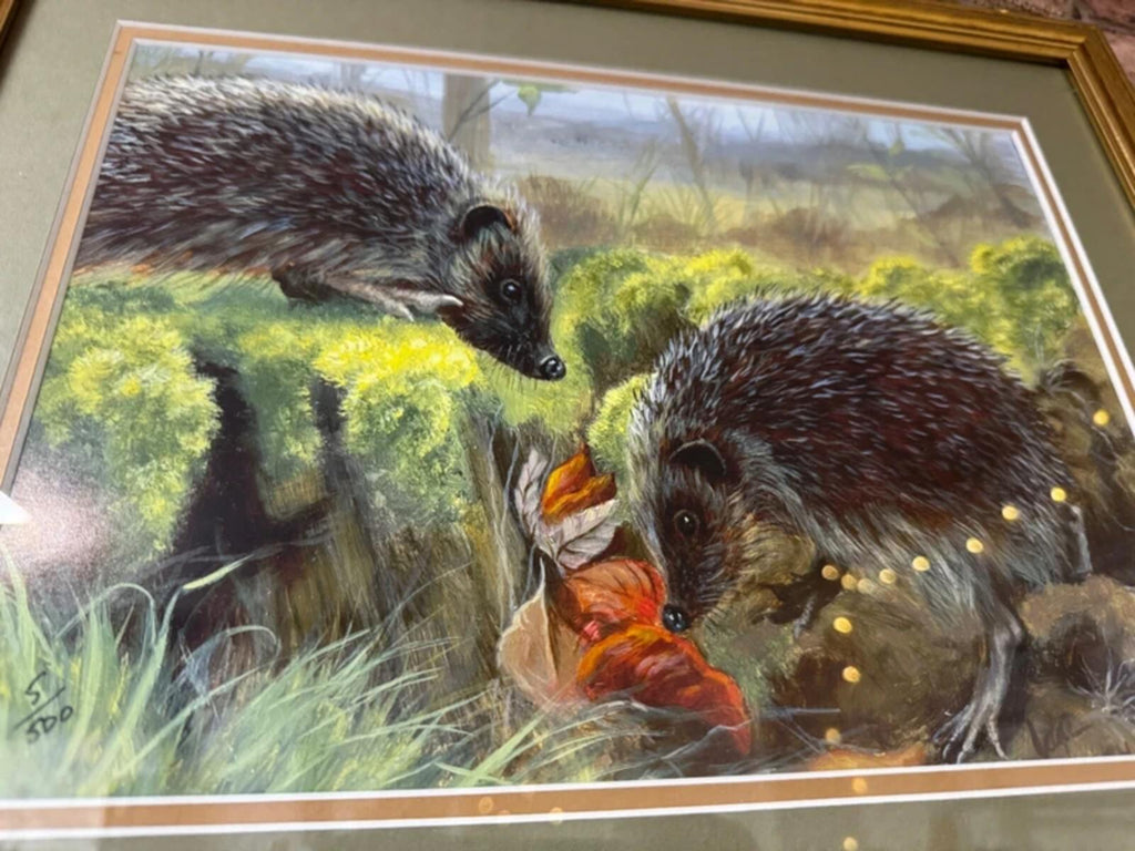 Jane Harvey "Hedgehogs" Gold Framed Limited Edition Print