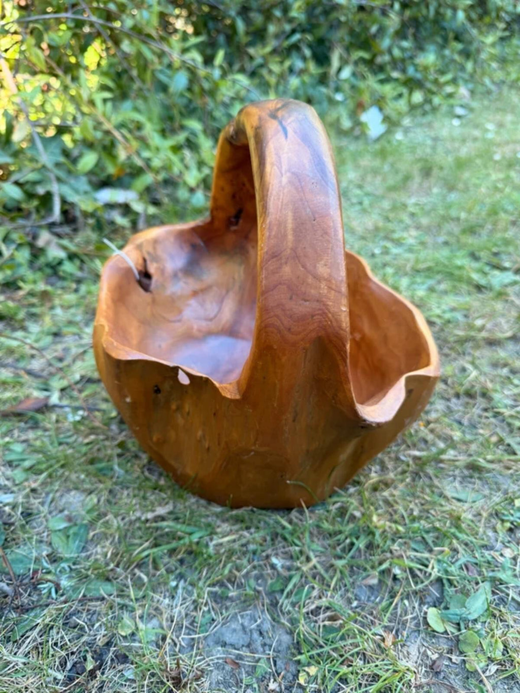 Burl Wood Hand Crafted Basket
