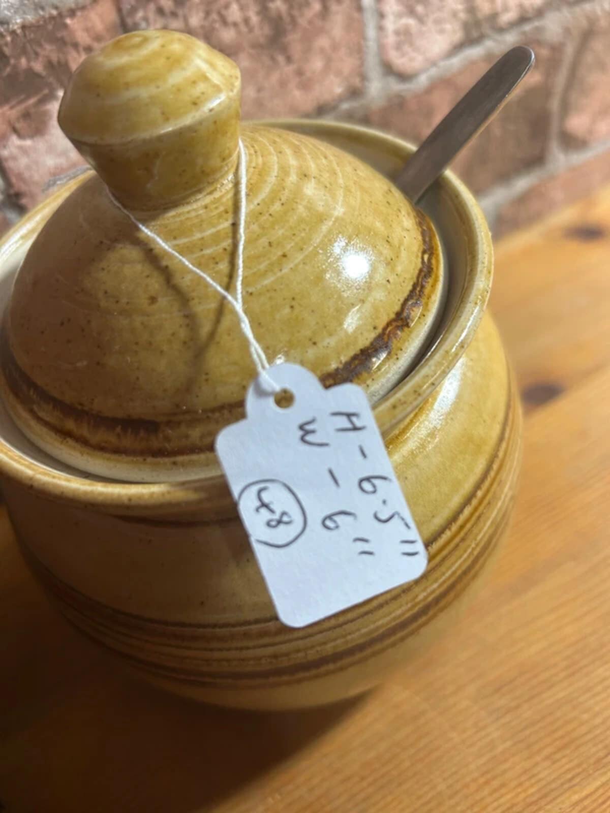 Hand Spun Stoneware Honey Pot + Lid