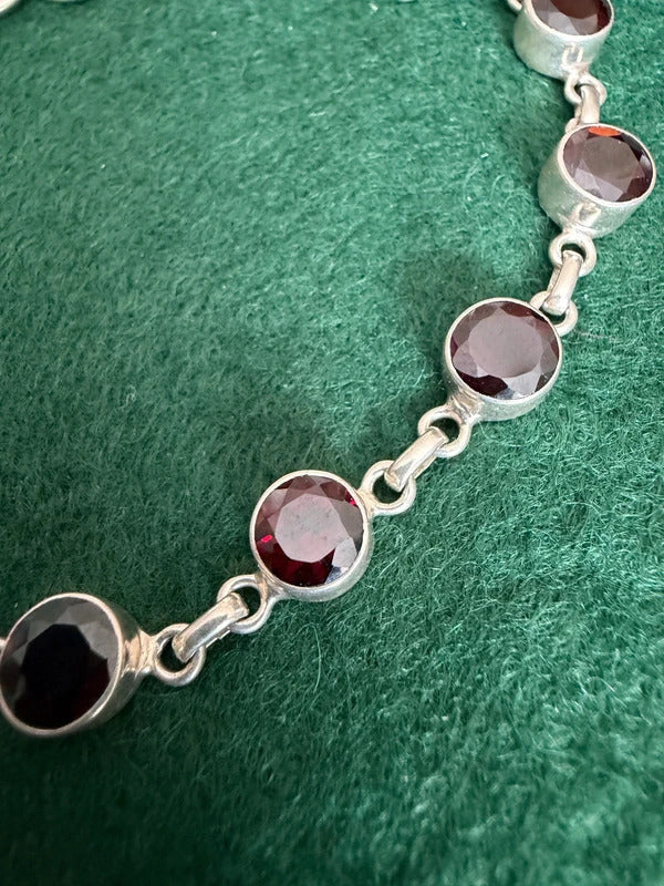 Sterling Silver and Red Tanzanite Bangle