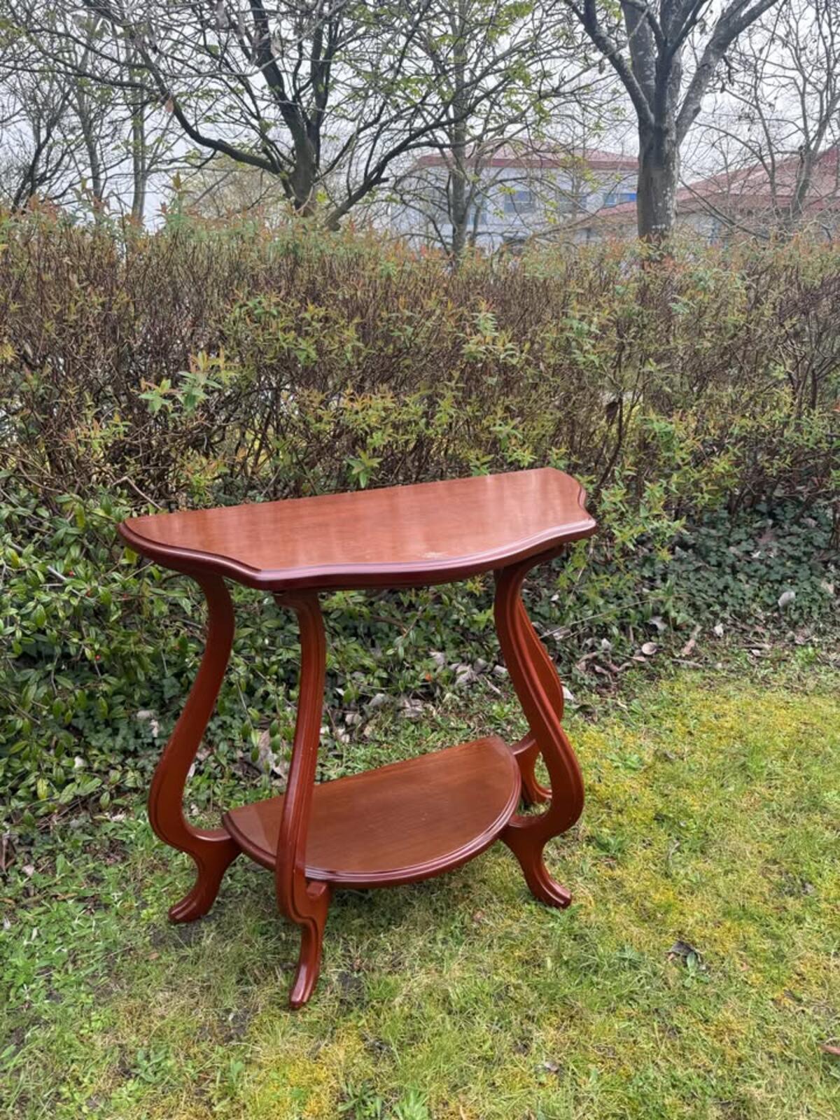 Antique Repro French Serpentine 2 Tier Console Hall/End/Lamp Table