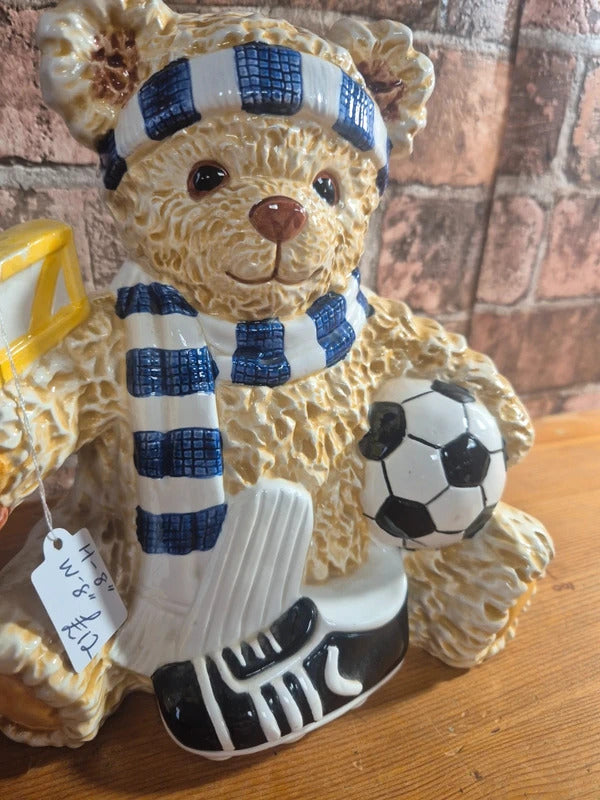 Vintage Leonardo football supporter teddy money box