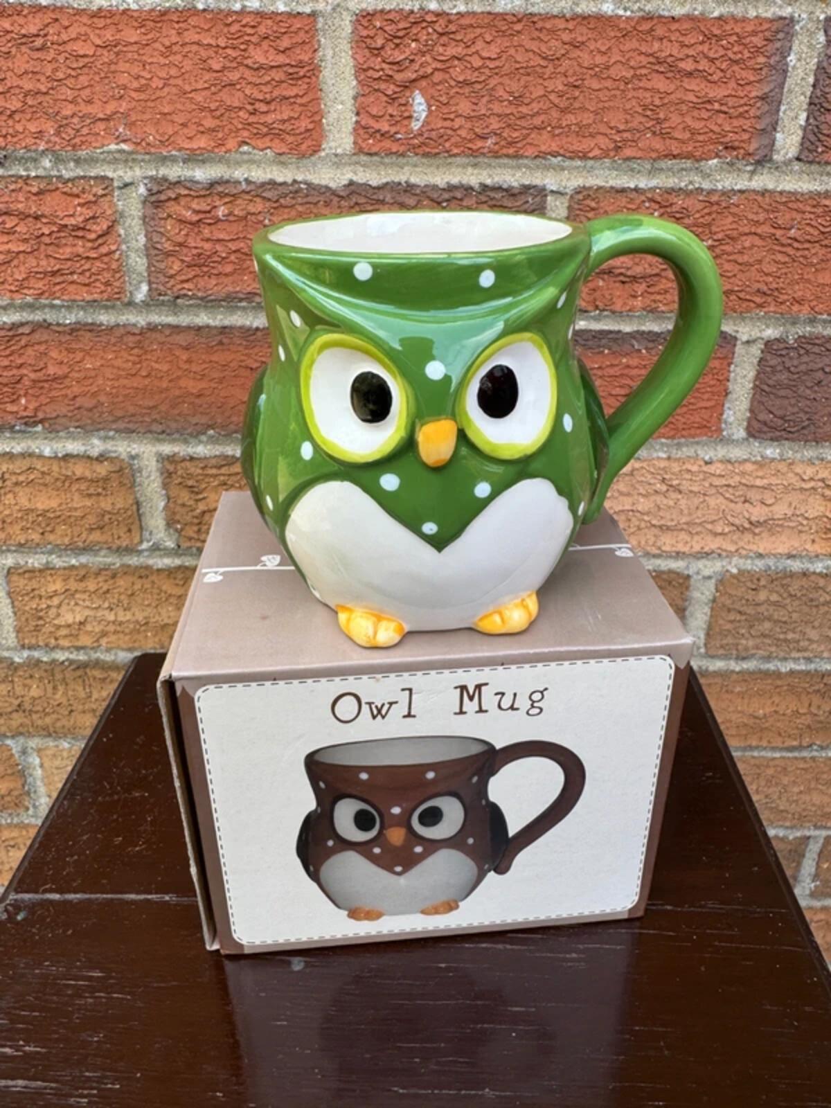Green Owl Ceramic Mug