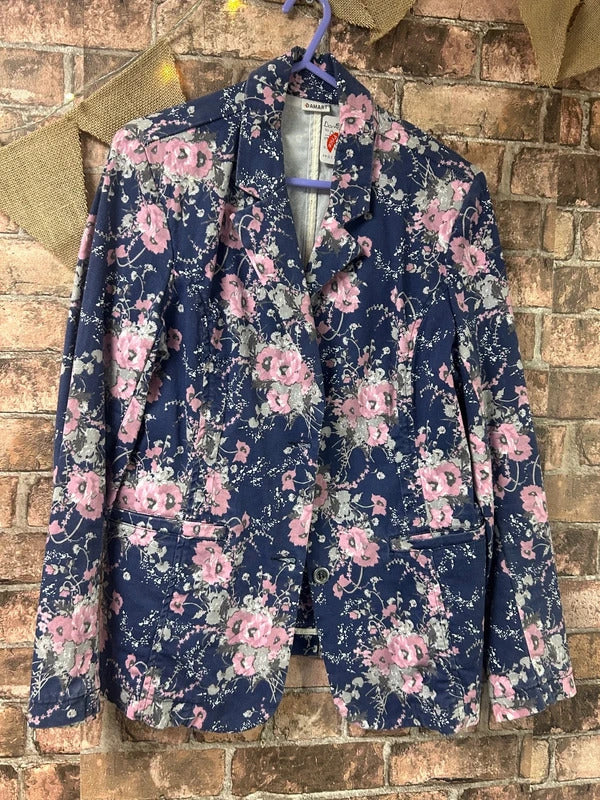 Damart Floral Navy Blazer - Size 16