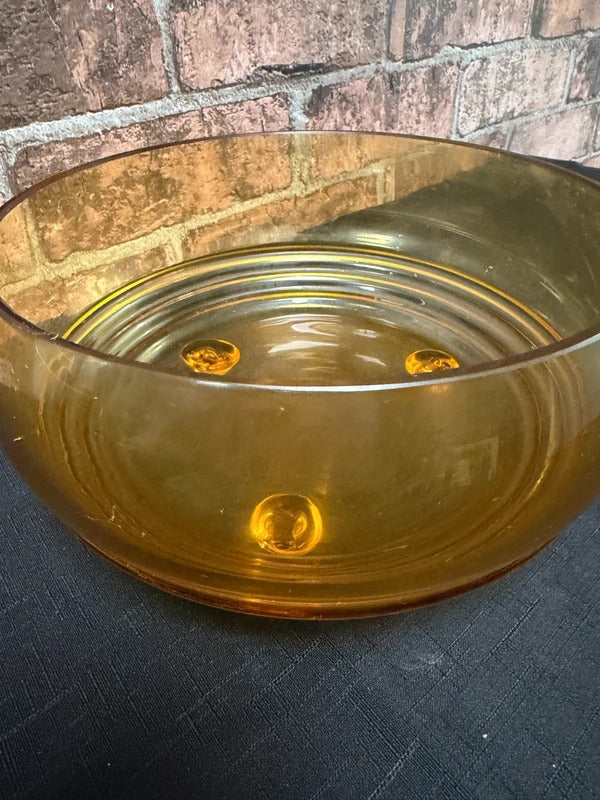 Amber Glass Vintage Czechoslovakian Footed Bowl