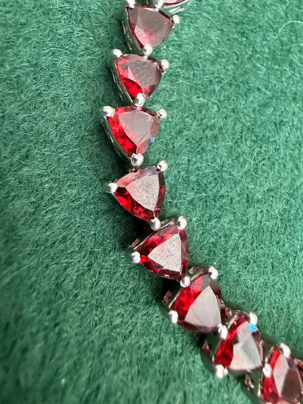 Sterling Silver and Red Gem Tennis Bracelet