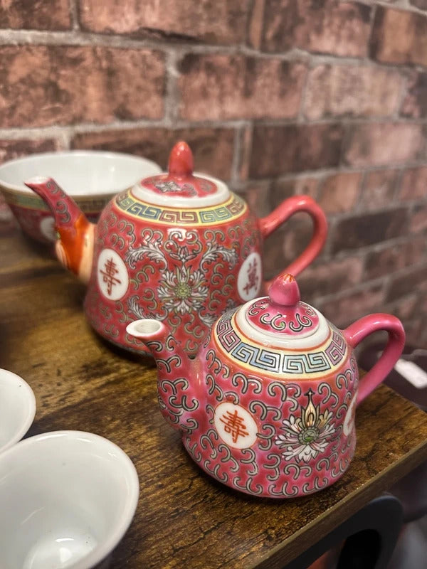 Vintage Chinese Longevity Porcelain Tea Set