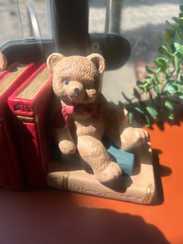1970's Porcelain Vintage Teddy Bear Bookends