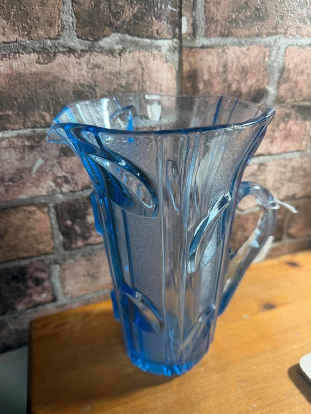 Vintage French Blue Glass Pitcher Jug