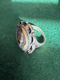 Silver Abalone Hallmarked 925 Ring - Size S