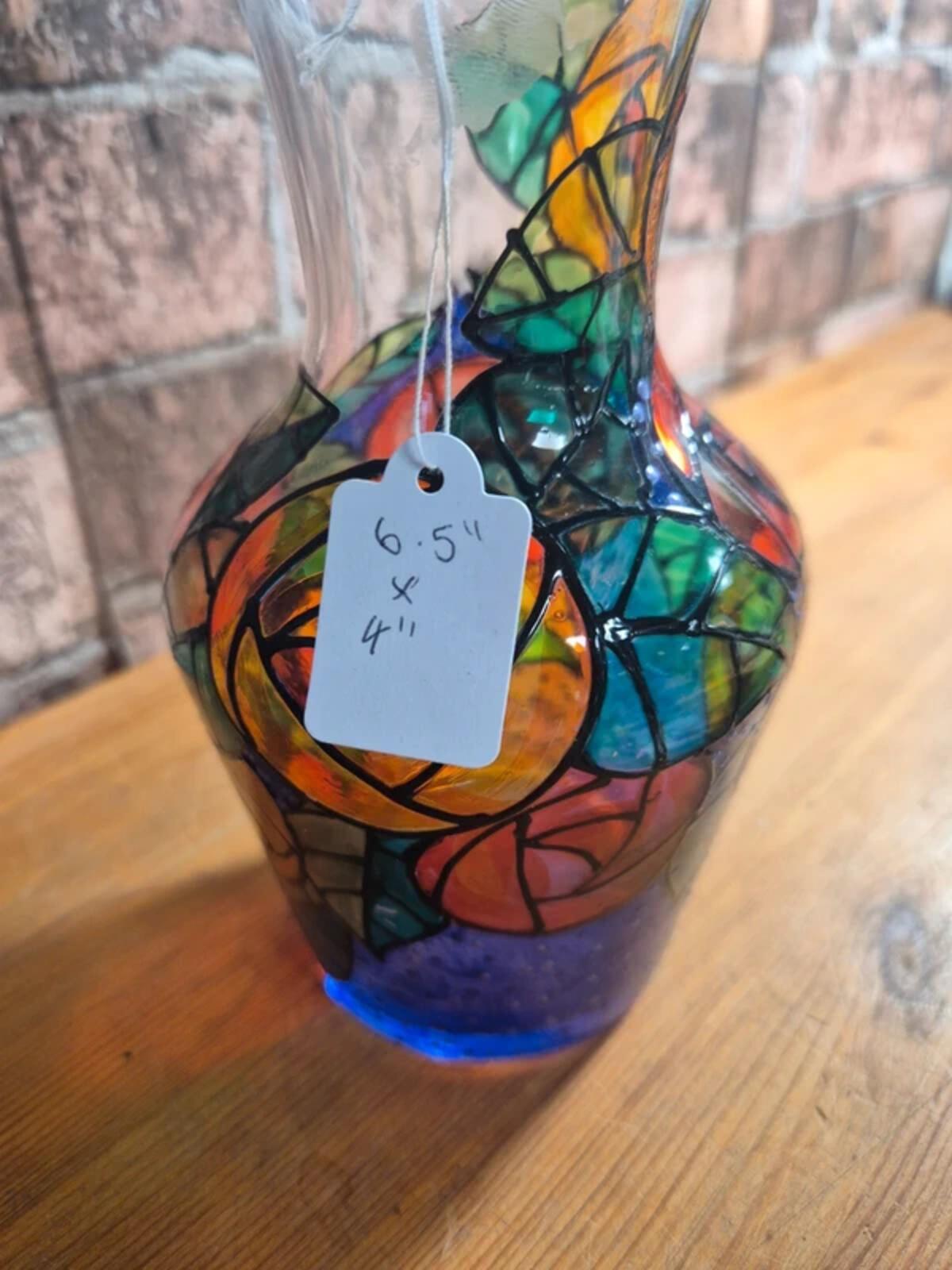 Stained Glass Floral Vase