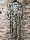 Dorothy Perkins Black and Beige Midi Dress - Size 8