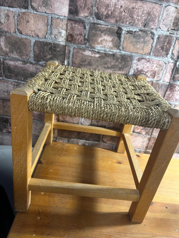 Vintage Handmade Woven Stool